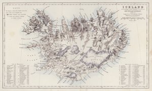 地图：冰岛，根据奥古斯都-彼得曼绘制的贡劳格松特里贡勘测图（彩色石版）绘制 作者 英语学校