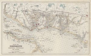 地图：爱丁堡 G-H-斯旺斯顿绘制的朴茨茅斯、波西斯皮特黑德及周边地区平面图（彩色石版）。 作者 英语学校