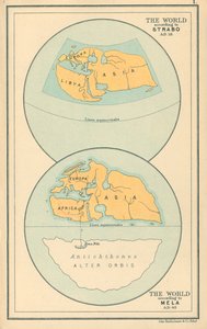地图斯特拉波（公元 18 年）、梅拉（公元 43 年）眼中的世界（彩色石版画 作者 英语学校