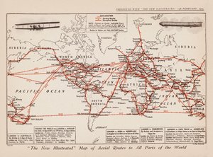 通往世界各地的空中航线地图（彩色石印版） 作者 英语学校