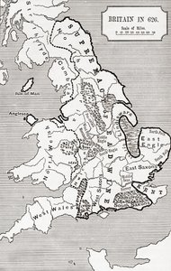 英国地图626，来自The Northumbrian Kingdom 588至685，由“JR Green”撰写的“英国人的短暂历史”，1893年出版