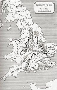 英国地图640，来自The Northumbrian Kingdom的“英国人的短暂历史”，由JR Green出版，1893年出版