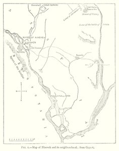 尼尼微及其周边地区地图；来自奥珀特（雕刻） 作者 英语学校