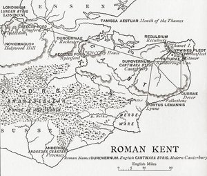 英国罗马肯特地图，来自JR Green的“英国人的简史”，1893年出版
