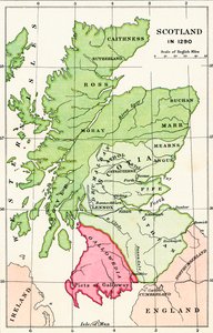 1290年的苏格兰地图，来自JR Green的“英国人的短暂历史”，1893年出版