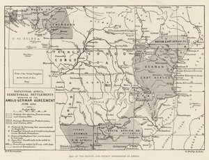 英国和德国在非洲的财产地图（雕刻） 作者 英语学校