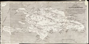 圣多明各岛的地图，来自Samuel Hazard，酒吧的&39;Santo Domingo过去和现在&39;。 1873年（光电）