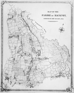 哈克尼教区的地图，由John Rocque（c.1709-1762）1745调查