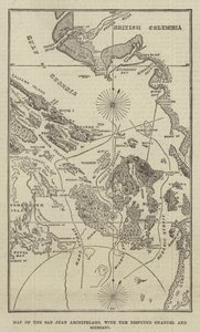 圣胡安群岛地图，含争议航道和边界（雕刻） 作者 英语学校