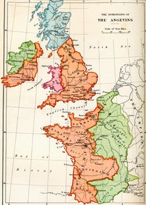 Angenins c.1170的统治地图，来自“JR Green的英国人简史”，1893年出版