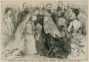 1884年5月16日，维多利亚女王维多利亚公主和巴登伯格王子路易斯，维多利亚女王向新娘致敬 作者 英语学校