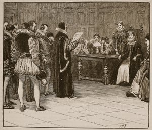 苏格兰玛丽女王接受了她的厄运，卡塞尔斯画报英国历史的插图（棕褐色照片） 作者 英语学校