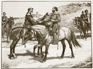 加里波第和维克托·伊曼纽尔的会面，来自卡塞尔斯画报英国历史的插图（棕褐色照片） 作者 英语学校