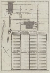大都会主排水系统，Crossness 南部排污口工程平面图（版画） 作者 英语学校