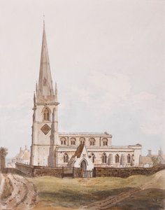 米德尔顿切尼，教堂的南面观，1820年（纸上的墨水和纸） 作者 英语学校