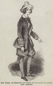 Miran 小姐，饰演 Pierrotto，在 Drury-Lane 剧院的“Linda of Chamouni”中（版画） 作者 英语学校