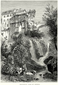 蒙特勒，日内瓦湖（雕刻） 作者 英语学校