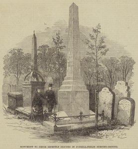 最近在Bunhill-Fields Burying-Ground建立的笛福纪念碑（雕刻）。 作者 英语学校