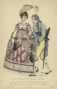 女士们和先生们的晨衣（彩色雕刻）。 作者 英语学校
