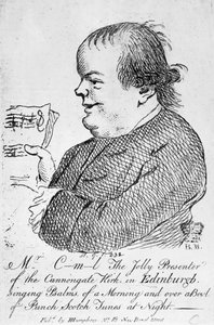 爱丁堡卡农盖特教堂的快乐主持人C-m-l先生，约1781年（雕刻）。 作者 英语学校