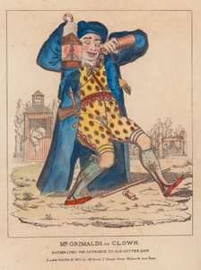 Joseph Grimaldi先生饰演小丑，照亮了Old Gutter Lane的入口 作者 英语学校