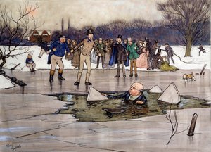 冰上的匹克威克先生 查尔斯-狄更斯（1812-1870 年）作品插图，来自英国学校。1837 年 私人收藏 作者 英语学校