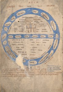 254号女士，f.1v：地图Mundi，来自一个Bestiary，c.1200-30