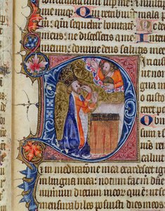 女士26 f.22r。诗篇38，大卫指着他的嘴，来自Ramsey Abbey Psalter，c.1380 作者 英语学校