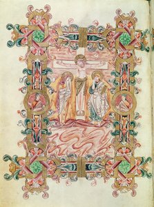 Ms 274（Y-6）fol.71v The Crucifixion，来自Jumieges的罗伯特勋章，c.1016 作者 英语学校