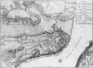 A 224 f.8女士美国人围攻和封锁魁北克市及周边地区的地图，来自&39;Atlas de la guerre d&39;Amerique&39;的插图，1775-76）