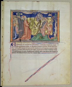 LA 139-Lisboa女士fol.35人们崇拜野兽和龙，来自Gulbenkian Apocalypse，c.1265-70 作者 英语学校