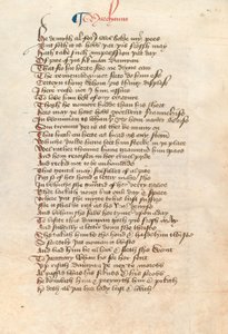 New Coll 314女士，f90v，Geoffrey Chaucer撰写的坎特伯雷故事集（牛皮纸笔墨水） 作者 英语学校