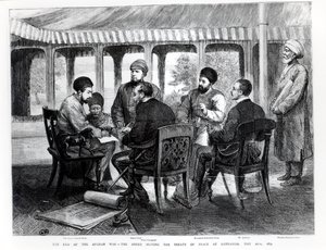 Muhammad Yaqub Khan（1849-1923）于1879年5月26日在Gundamak签署和平条约 作者 英语学校