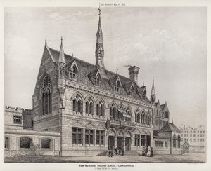 新商人泰勒学校，切特豪斯（雕刻）。 作者 英语学校