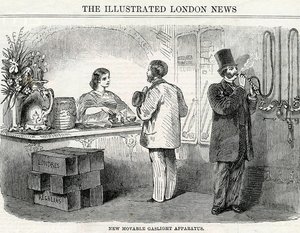新型可移动煤气灯设备，摘自《伦敦画报》。 作者 英语学校