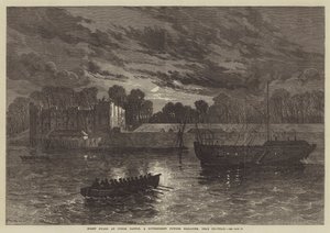 查塔姆附近政府火药杂志 Upnor Castle 的夜间守卫（雕刻） 作者 英语学校