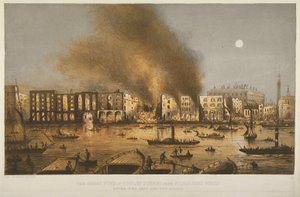 1861年在Tooley街，Bermondsey，1861年火灾的夜间视图 作者 英语学校