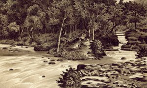 北德文郡："The Watersmeet"，林茅斯（石版画） 作者 英语学校