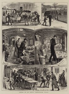 早期报纸火车上的笔记（雕刻） 作者 英语学校