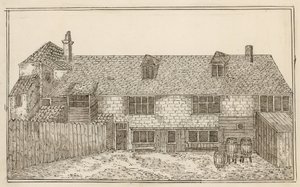 Old Pied Bull，伊斯灵顿（后方）（墨水在纸上） 作者 英语学校