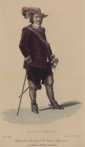 奥利弗克伦威尔，英国士兵和政治家（彩色雕刻） 作者 英语学校