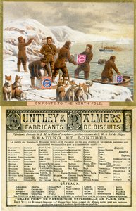 1890年为法国市场生产的Huntley＆Palmers Biscuits促销卡的前往北极的路线 作者 英语学校