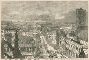 议会开幕 - 皇家游行从威斯敏斯特大教堂勾勒出来 作者 英语学校