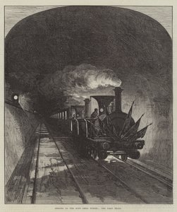 Mont Cenis 隧道开通，第一列火车（雕刻） 作者 英语学校
