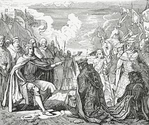 波希米亚的奥托卡二世于1276年，1882年向德国国王鲁道夫一世致敬 作者 英语学校