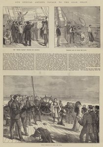 我们的特别艺术家在黄金海岸的航行（雕刻）。 作者 英语学校