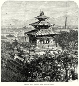 宫殿和寺庙，尼泊尔卡特曼杜（雕刻） 作者 英语学校