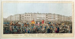 全景。 1820年11月20日，卡罗琳女王陛下前往圣保罗大教堂，酒吧。 1821年（纸上的aquatint） 作者 英语学校