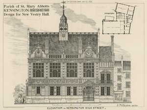 肯辛顿St Mary Abbotts教区，为新Vestry Hall设计 作者 英语学校
