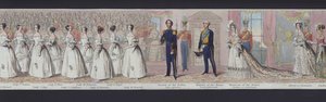 维多利亚女王结婚全景的一部分，约 1840 年（手绘水彩） 作者 英语学校